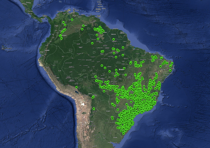 Imagem de satélite com atrativos naturais conhecidos